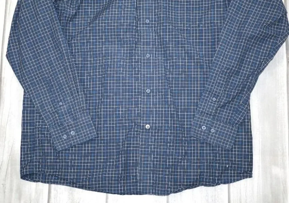Ariat Pro Series Shirt Men's L Pro Pharell Navy Yellow Plaid Long Sleeve Western